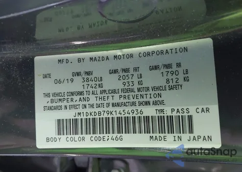 2019 Mazda Cx-3 Sport z USA, uszkodzony, nr VIN JM1DKDB79K1454936